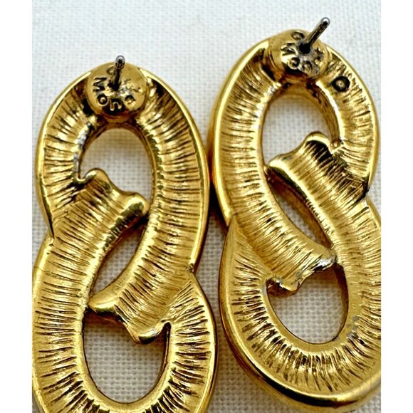 Monet Gold Infinity Earrings Bold Sculptural Design - Picture 4 of 4